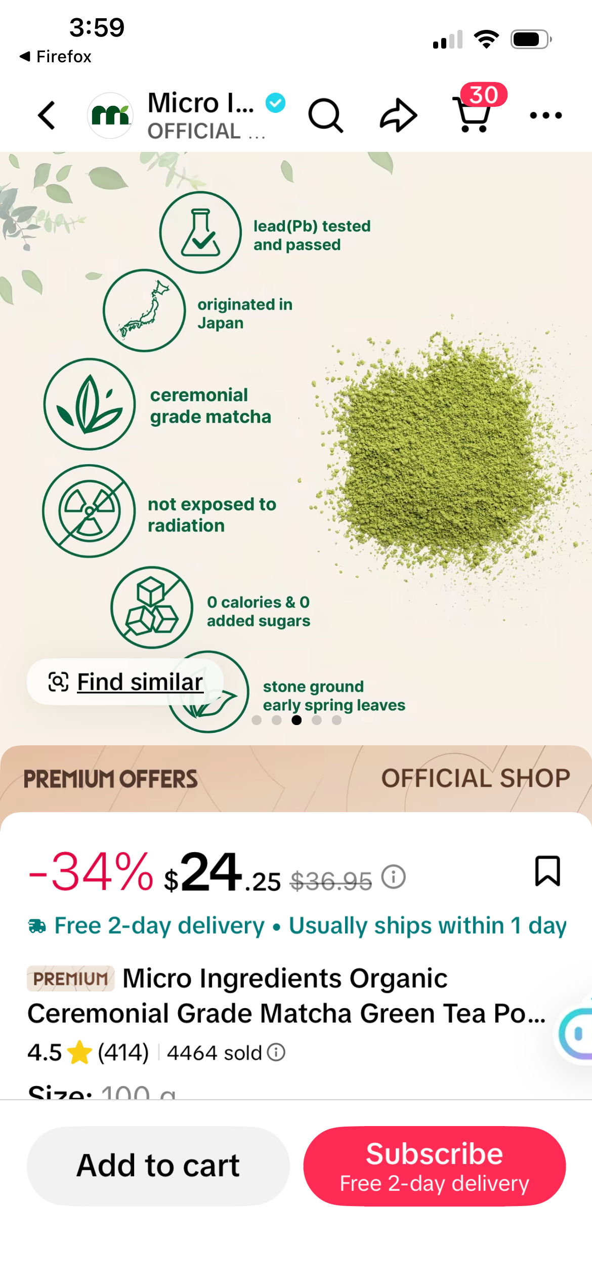 ro Ingredients Organic Ceremonial Grade Matcha Green Tea Powder, 100g