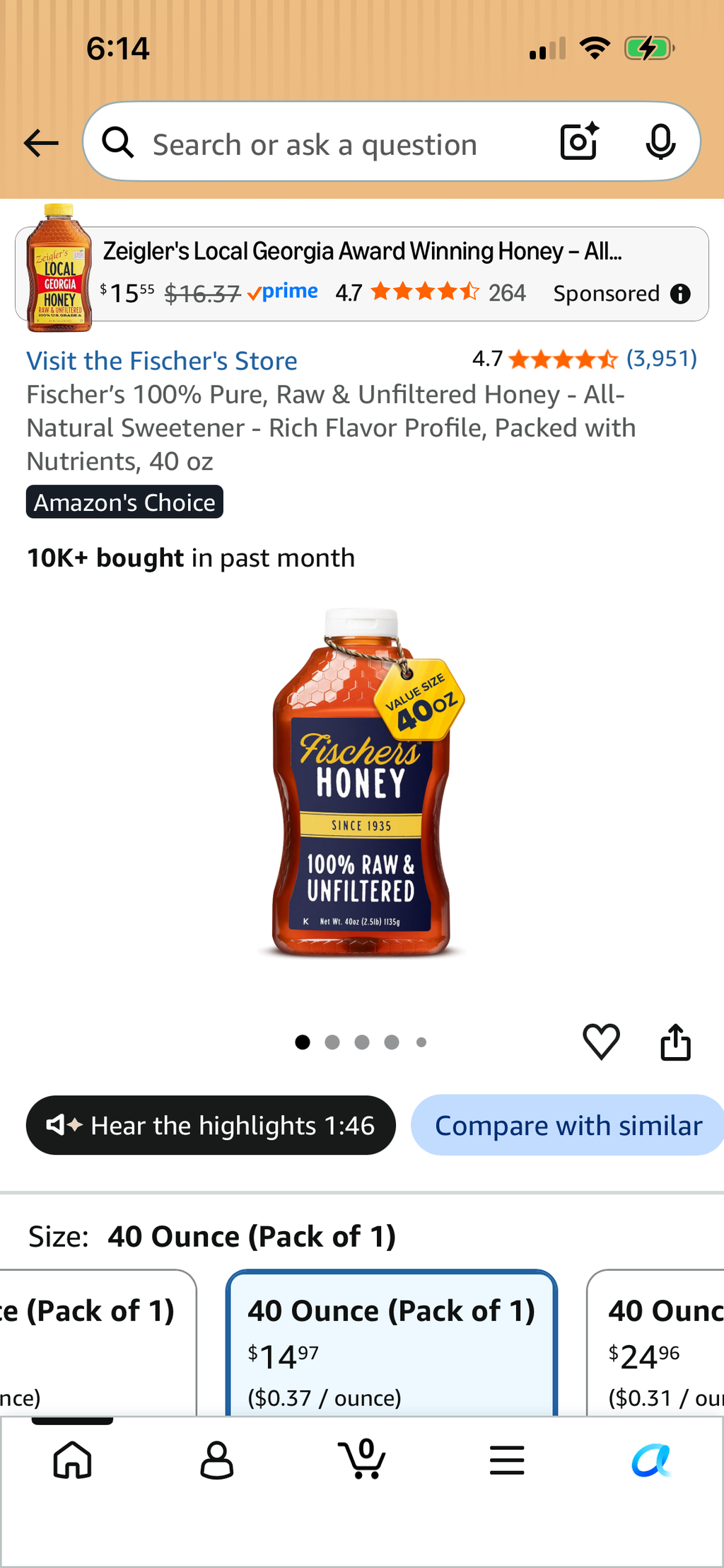 Raw local honey